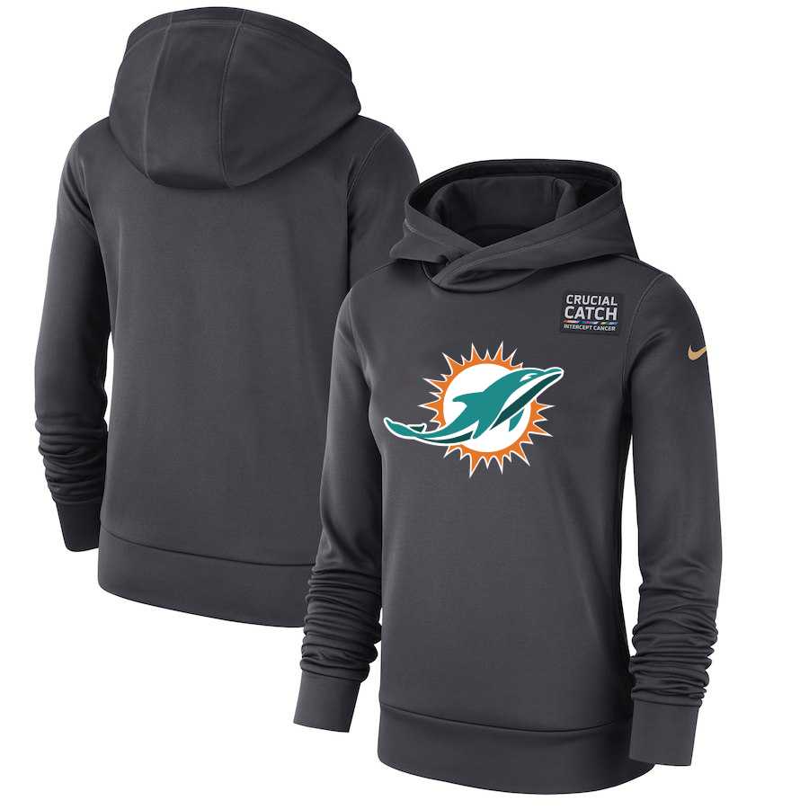 Women Miami Dolphins Anthracite Nike Crucial Catch Performance Hoodie,We sell and wholesale Women Miami Dolphins Anthracite Nike Crucial Catch Performance Hoodie on line form chian!